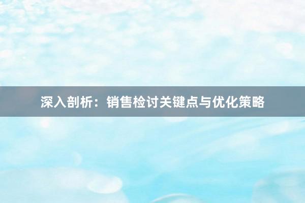 深入剖析：销售检讨关键点与优化策略